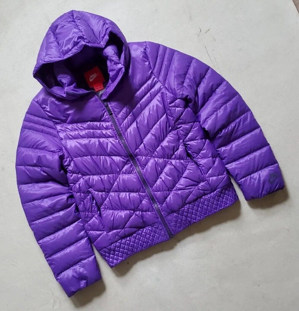 Nike Puffer Jacket Coat Womens M Duck Down Quilted Hooded Deadstock