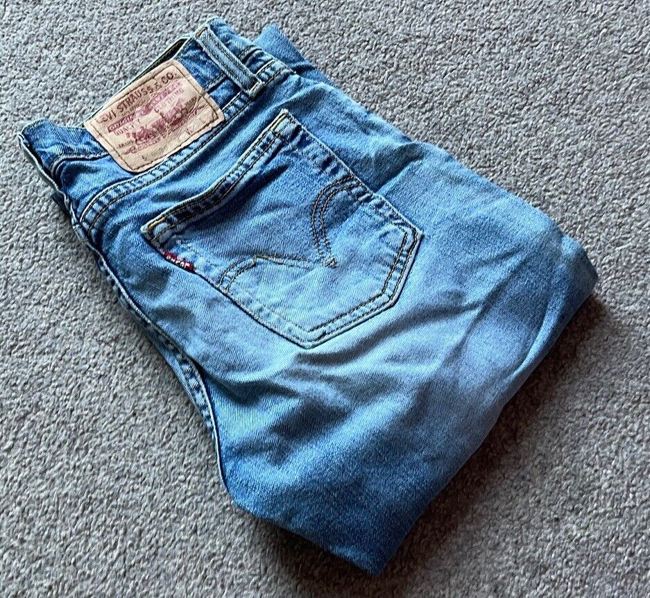 LEVIS 524 Jeans Mens W 28 L 30 Vintage Blue Denim Red Tab Regular Fit A123