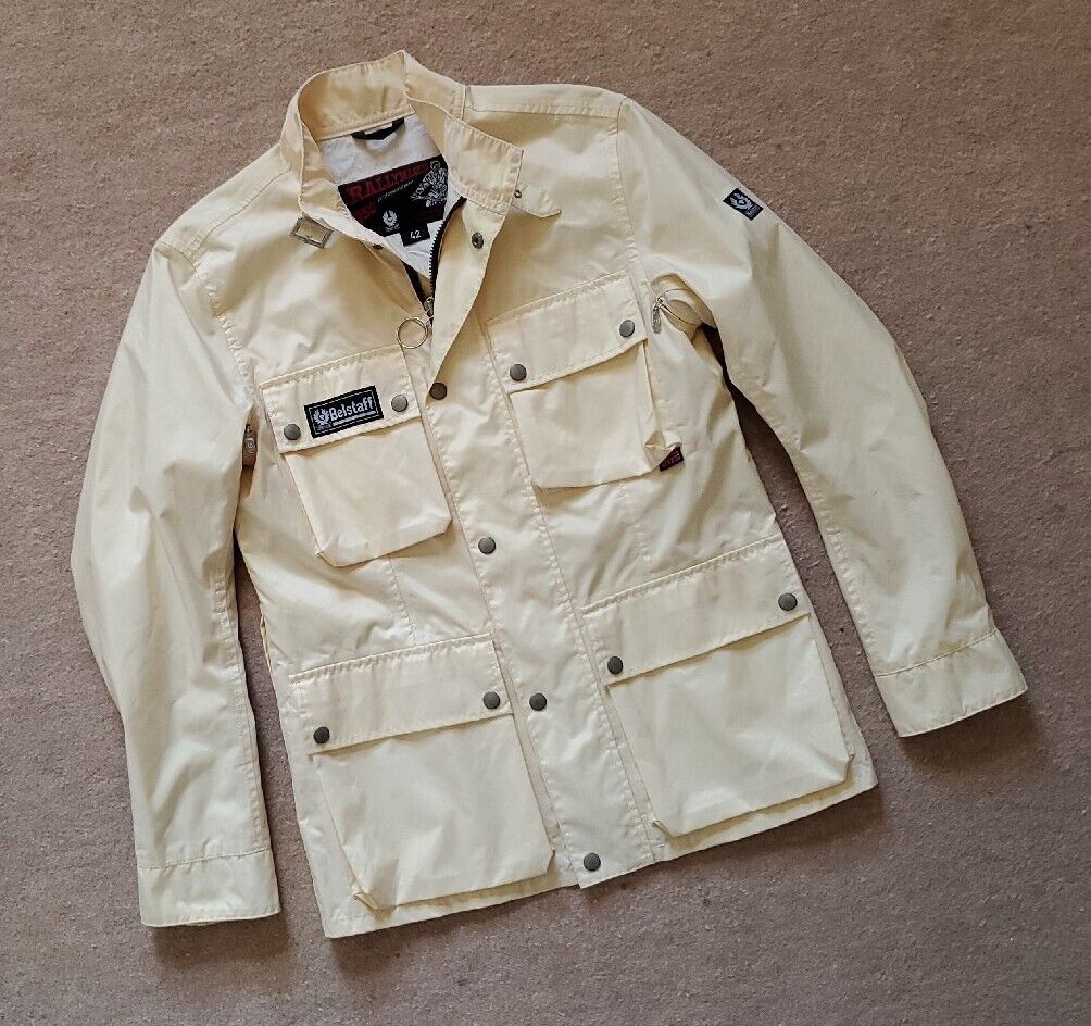 Belstaff Jacket Rallymaster 350 Pro Womens Size M 42 Ivory Nylon Motorcycle