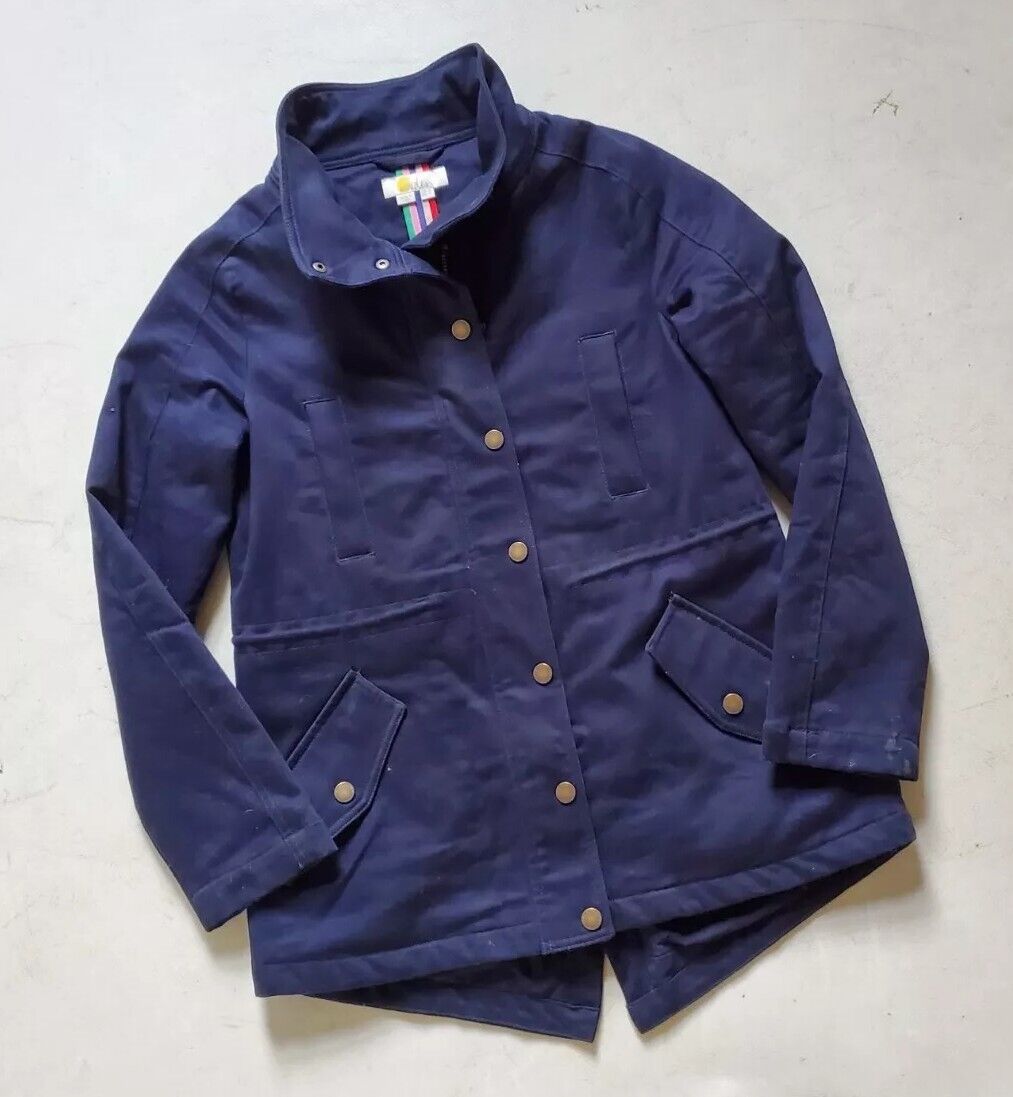 BODEN Classic Field Jacket Womens Uk 8 Navy Blue Canvas Raincoat