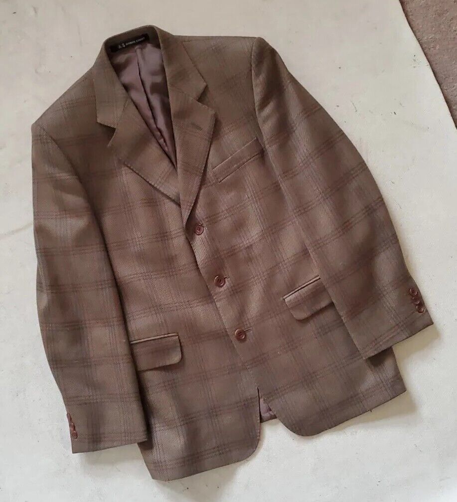 DAKS Tweed Jacket Blazer Mens 38 R Wool Prince Of Wales Check Vintage 90's