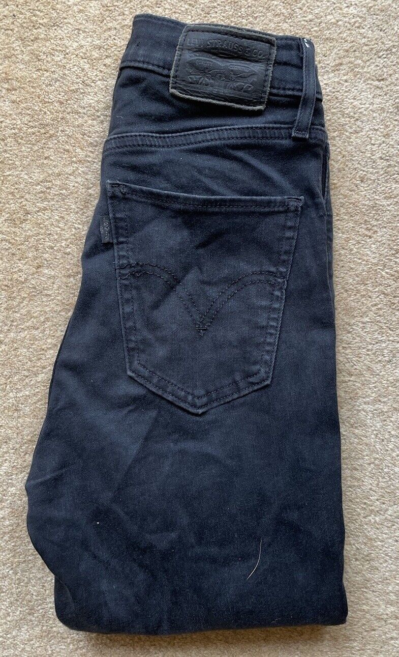 Womens Levis Jeans Mile High Super Skinny W 24 L 32 Black Denim Red Tab C18