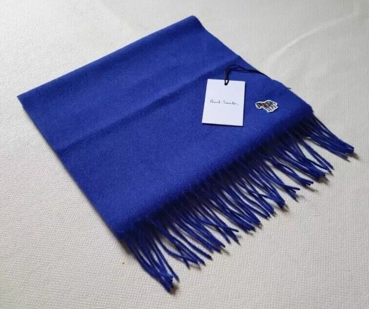 PAUL SMITH Scarf Zebra Royal Blue Pure Lamswool Made in UK