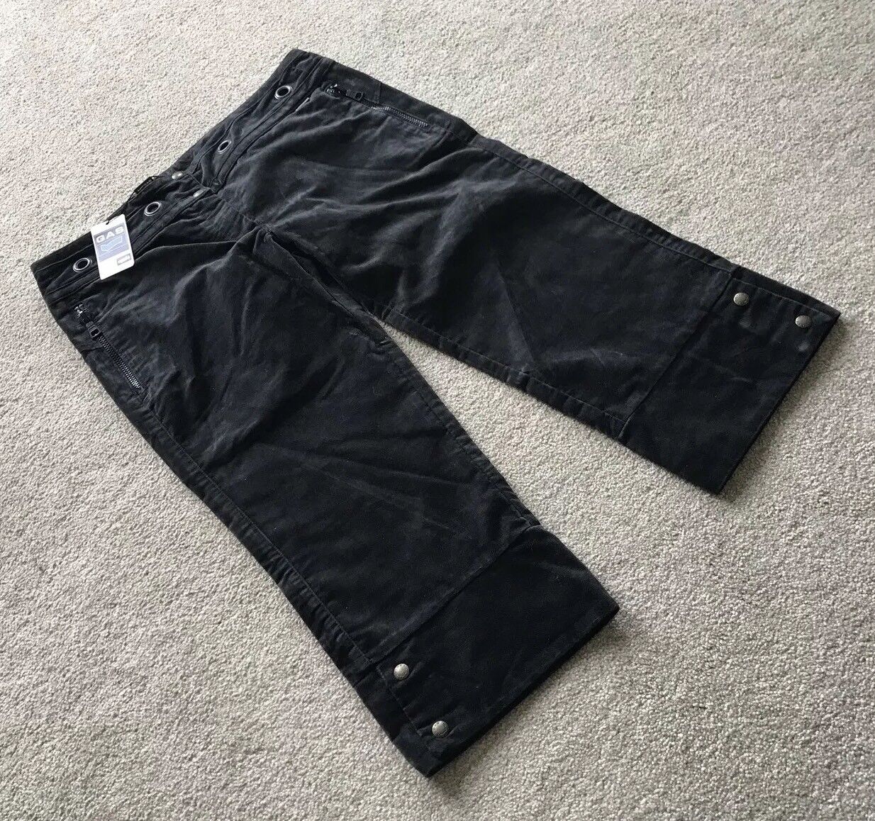 WOMENS GAS JEANS BLAZED PANTS BLACK CROPPED 30W 20L RRP £80 BNWT