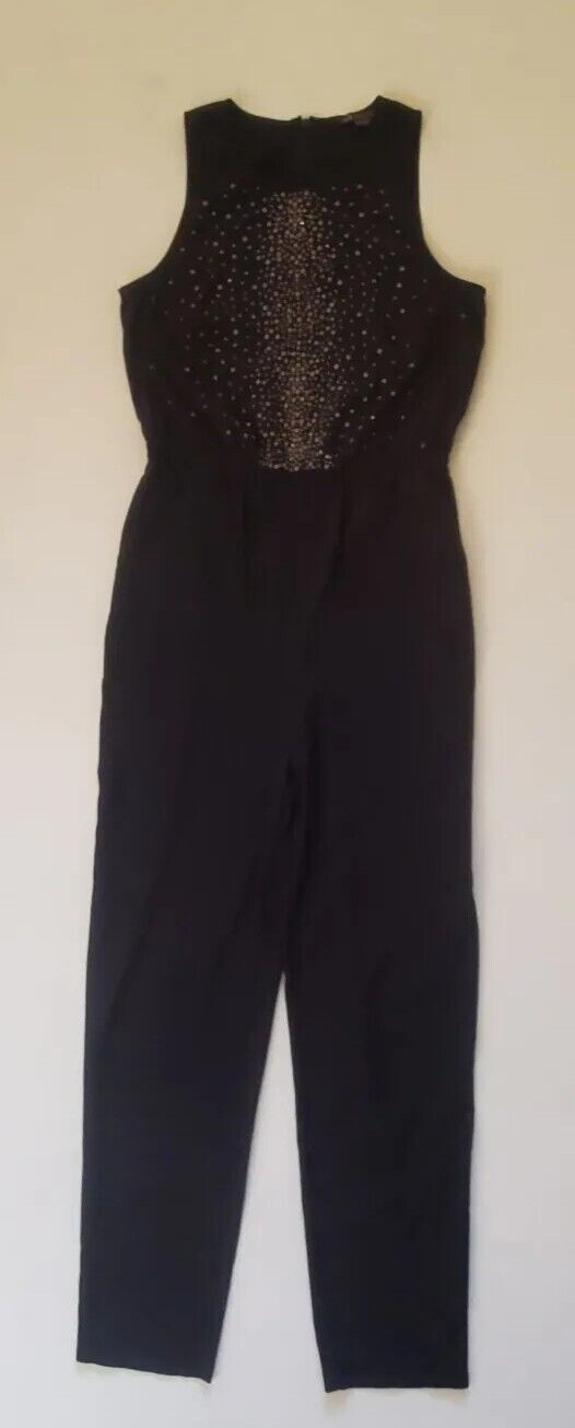 ARMANI EXCHANGE Jumpsuit Womens UK 8 Black Elasticated Waist Silver Studs New