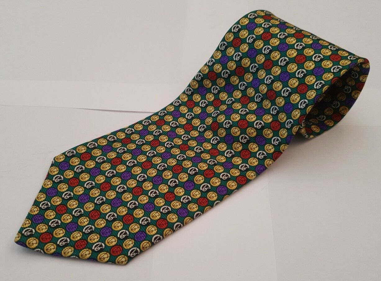 Vintage VERSACE TIE Red Green Blue Gold Italy 90's
