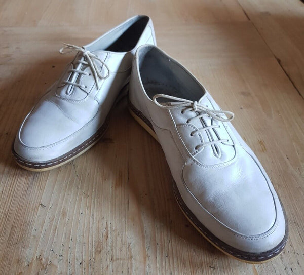 MARINOZZI Shoes Mens Uk 8 Eu 42 Cream Leather Handmade in Italy
