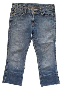LEVIS Capri Jeans Pants Womens W 30 L 22 Blue Stretch Denim Red Tab