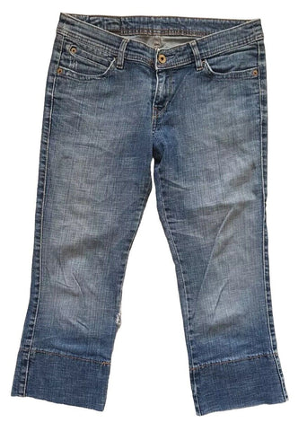 LEVIS Capri Jeans Pants Womens W 30 L 22 Blue Stretch Denim Red Tab