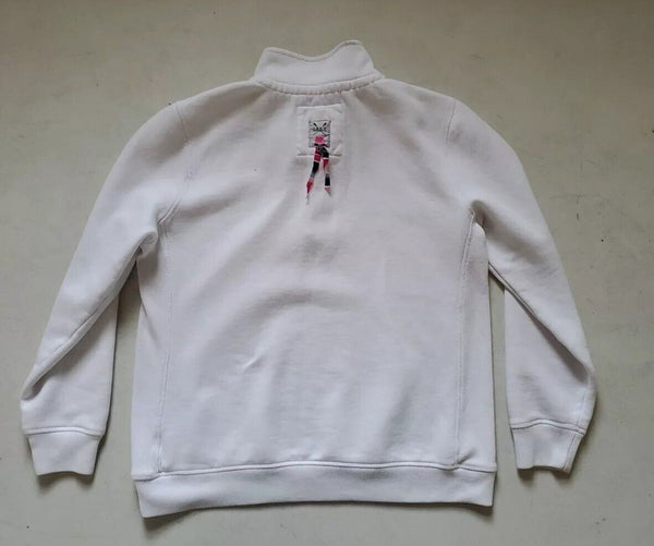 Crew Clothing Co Sweatshirt Jumper Mens M Quarter Zip White Blue Jersey