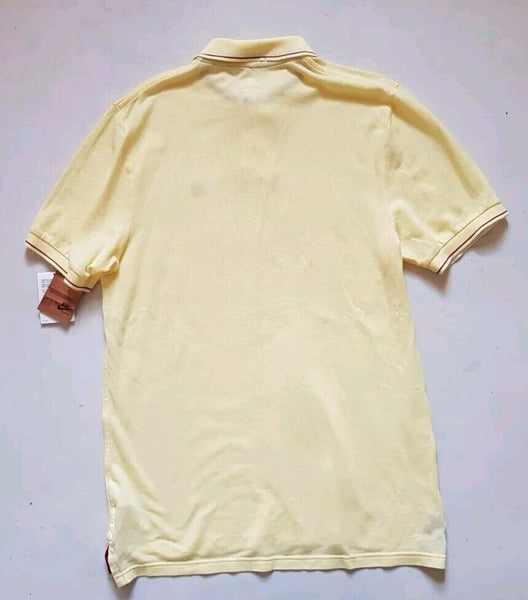 NIKE Sportswear Polo Shirt Mens L Yellow Cotton Burgundy Trim New With Tags