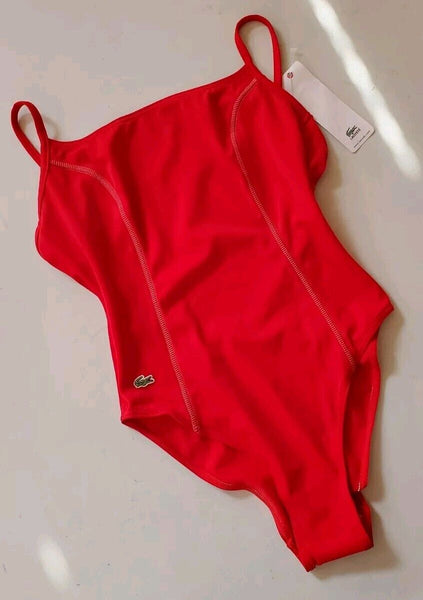 LACOSTE Swimsuit Swimming Costume 1 Piece Size XS Rojo Red New With Tags