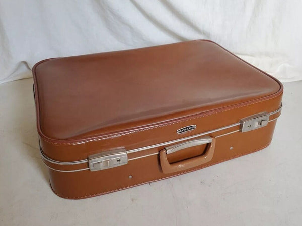 Vintage Antler Revelation Suitcase Set Med Case Xl Vanity Tan Leather Look 50's