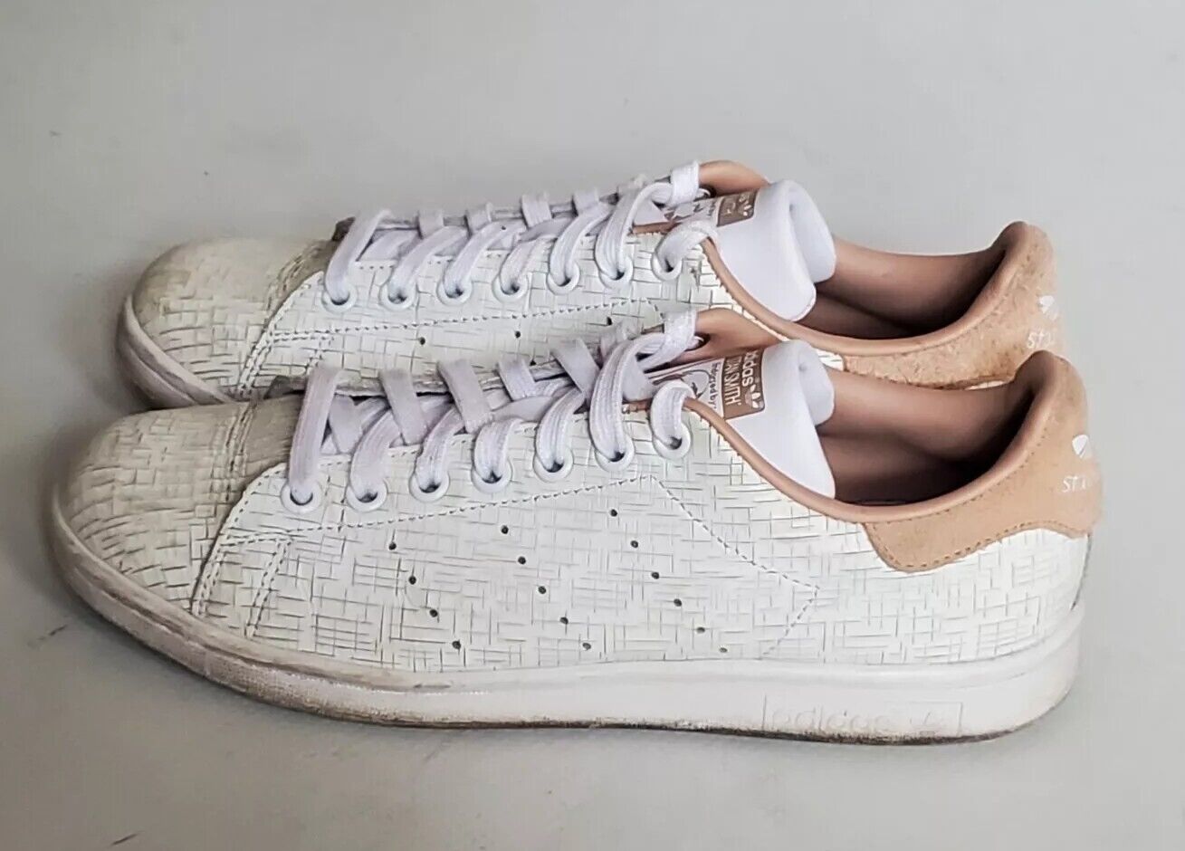 ADIDAS Stan Smith Womens Uk 6 Eu 39 White Striated Leather Pink Suede