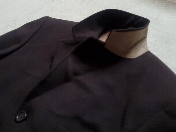 GREENWOODS Trench Coat Overcoat Mens 42R Mahogany Brown Cashmere Wool Blend