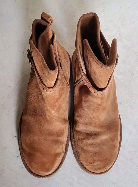 Ugg Biker Boots Womens UK 4 Eu 37 Tan Suede Buckle Closure and Detail