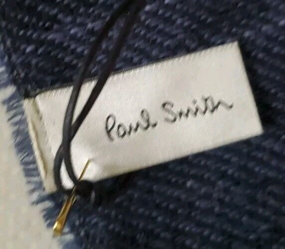 PAUL SMITH SCARF Mens Cashmere Wool XL Size Monochrome Fade Made in UK