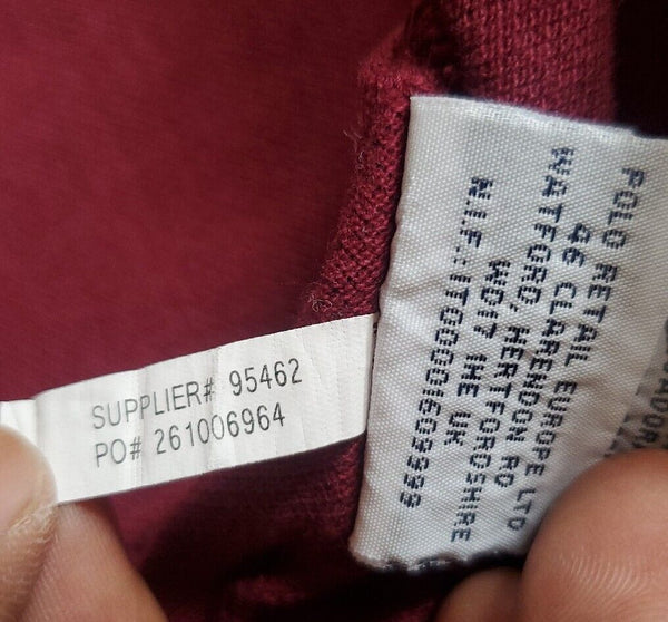 RALPH LAUREN Polo Shirt Mens M Burgundy Cotton with Blue Sash Custom Fit