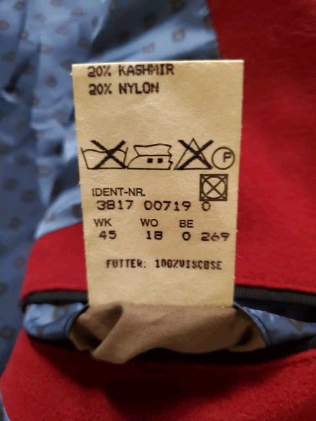 Vintage HUGO BOSS Blazer Jacket Mens 44 Cashmere Wool Scarlet Red Easy Line 80's