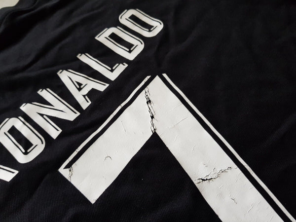 Ronaldo 7 Real Madrid 2017 18 Away  Shirt Mens L Black Champions Gold Patch