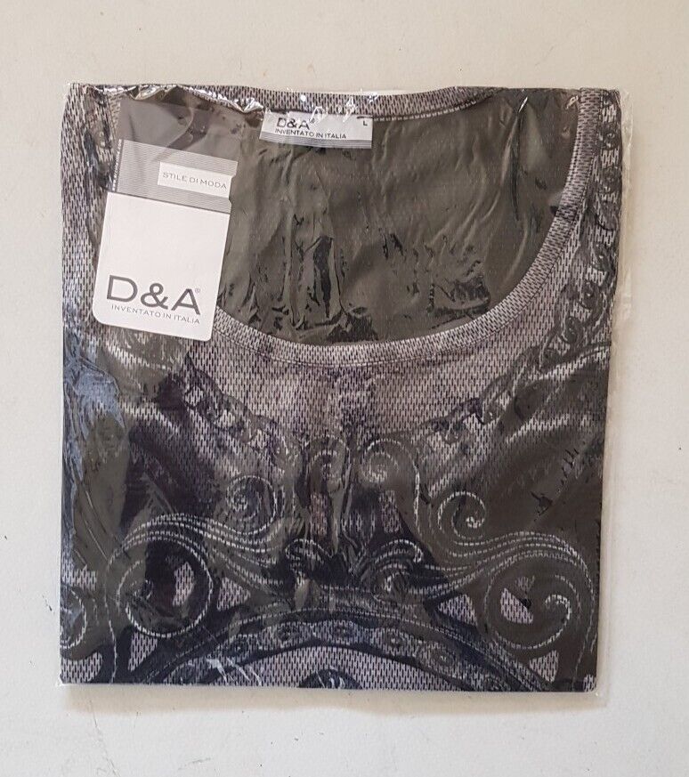 Designer Vest T Shirt Mens XXL Italian Black Anchor Cotton Lycra Stretch