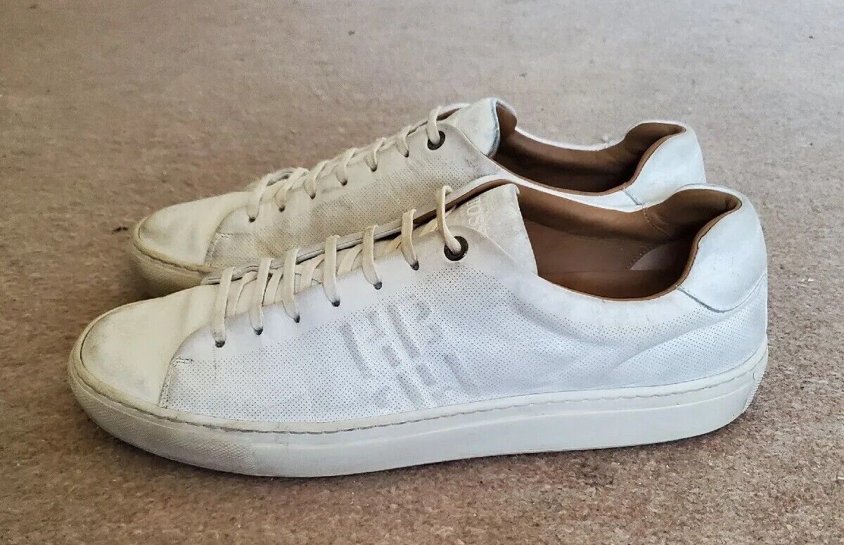 HUGO BOSS Mirage Trainers Mens UK 10 EU 44 White Leather Made In Italy