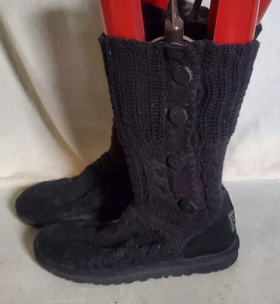UGG Boots Classic Cardy Knit Sweater Sock Black Womens Uk 4.5 Eu 37 Vintage Y2K