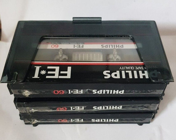PHILIPS FE1 60 Blank Cassette Tapes X 3 Type I New Sealed with Tape Holder