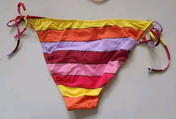 LACOSTE Bikini Swimsuit 2 Piece Halter Neck Size M Striped New With Pouch