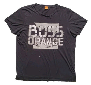 Vintage HUGO BOSS Y2K Tshirt T Shirt Mens L Black Boss Orange Label