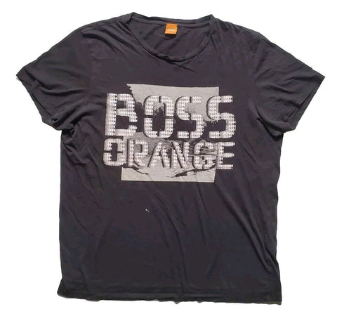 Vintage HUGO BOSS Y2K Tshirt T Shirt Mens L Black Boss Orange Label