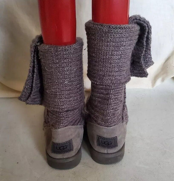 UGG Boots Classic Cardy Knit Sweater Sock Grey Womens Uk 5 Eu 38 Vintage Y2K