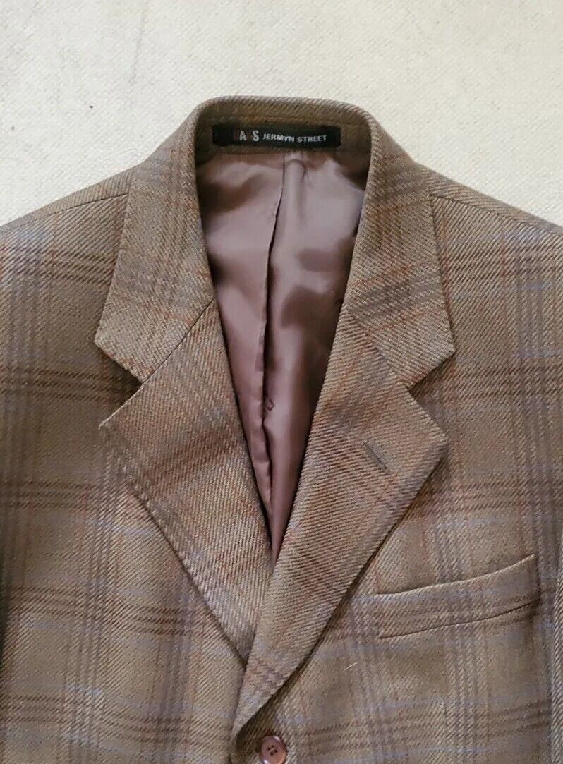 DAKS Tweed Jacket Blazer Mens 38 R Wool Prince Of Wales Check Vintage 90's