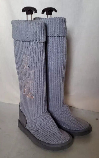 UGG Boots Classic Cardy Knit Sweater Sock Blue Womens Uk 4 Eu 37 Vintage Y2K