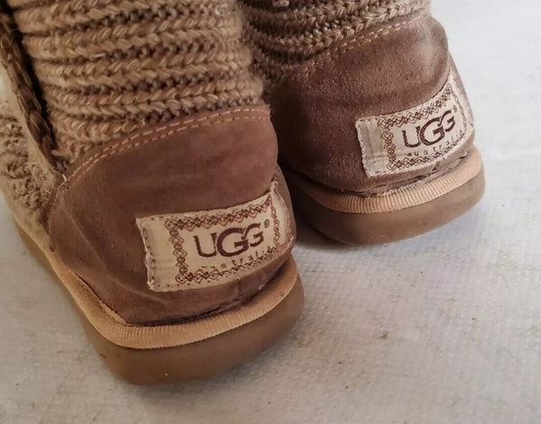 UGG Boots Classic Cardy Knit Sweater Sock Wheat Womens Uk 4 - Read Description