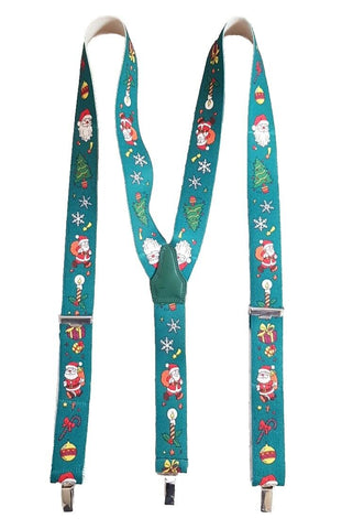 Vintage Christmas Santa Braces Suspenders Adjustable Green Original 1980's