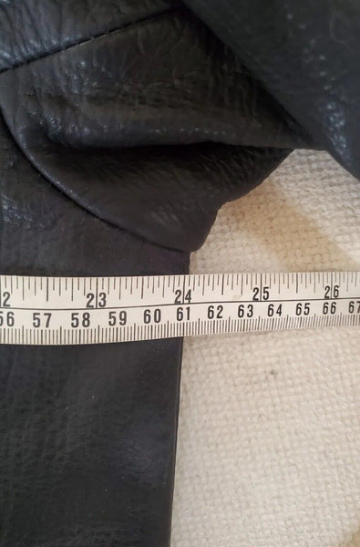 RIVER ISLAND Leather Jacket Pea Coat Mens S Black Heavyweight