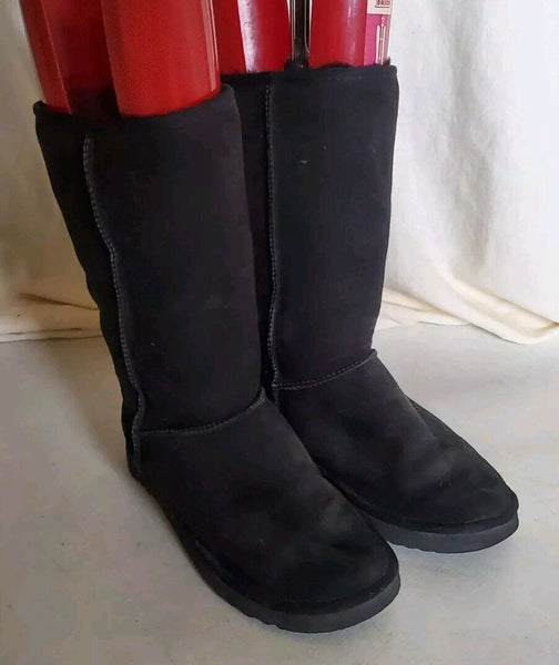 UGG Boots Classic Mid Calf Womens Uk 4 Eu 37 Black Suede Shearling Lining