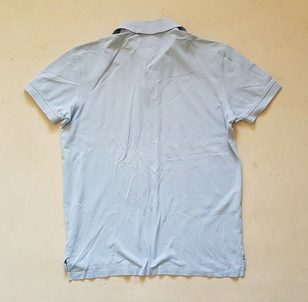 TOMMY HILFIGER Polo Shirt Mens L Pale Blue Cotton Regular Fit Flag Logo