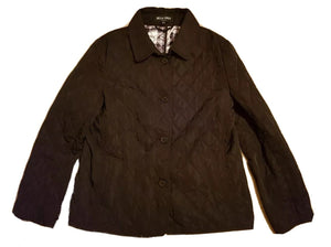 Della Spiga Jacket Coat Womens M Black Diamond Quilted Checked Lining
