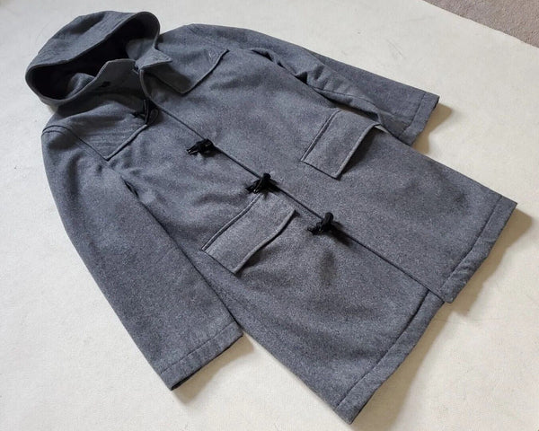 KANGOL Duffle Coat Jacket Mens S Slate Grey Wool Vgc