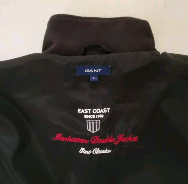 Gant Jacket Coat Mens L Reversible Manhattan Double Black Fleece Raincoat