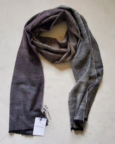 PAUL SMITH SCARF Mens Cashmere Wool XL Size Monochrome Fade Made in UK