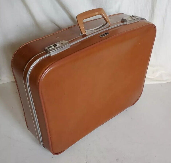 Vintage Antler Revelation Suitcase Set Med Case Xl Vanity Tan Leather Look 50's