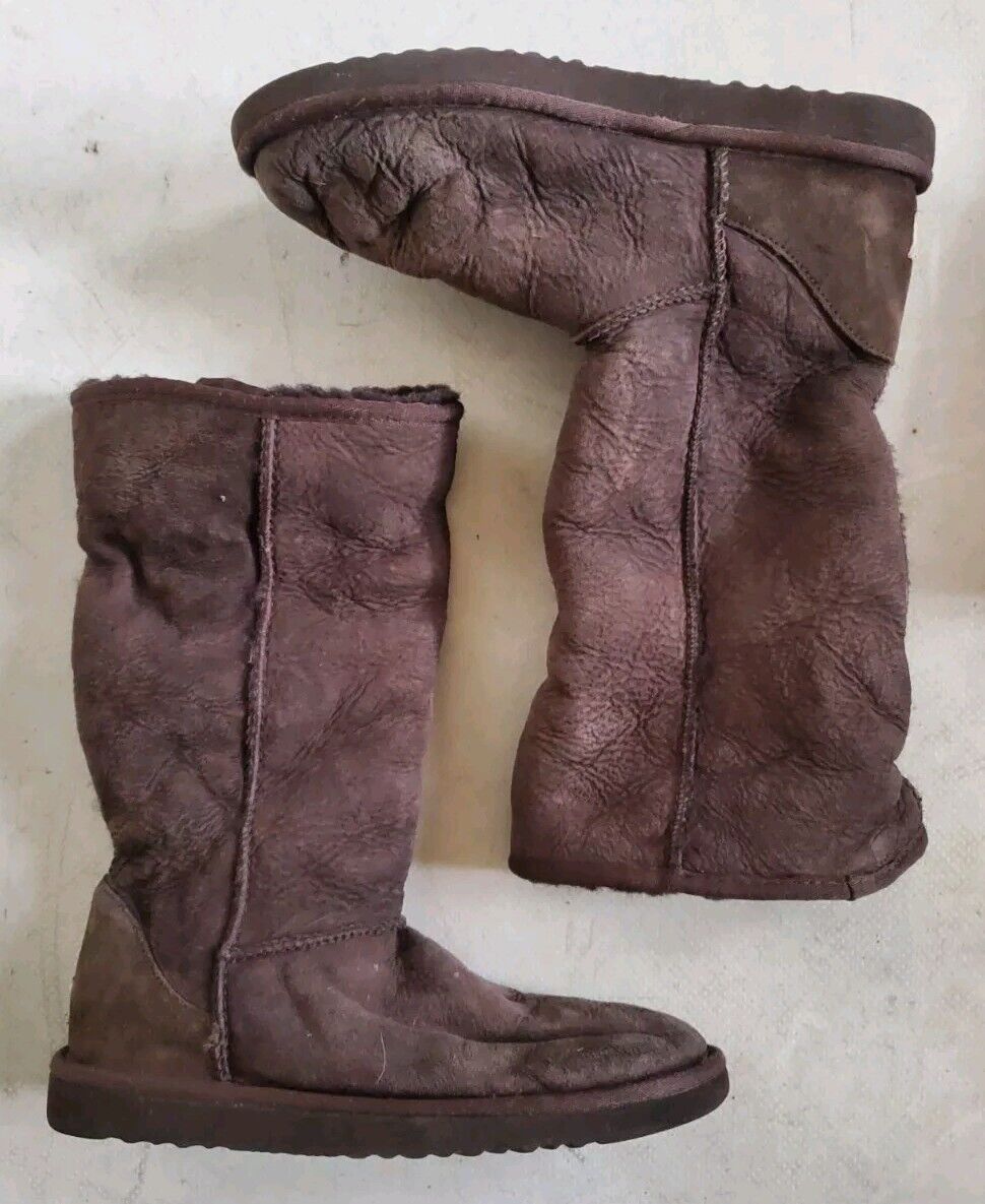 UGG Boots Classic Mid Calf Womens Uk 5 Eu 38 Brown Suede Shearling Lining