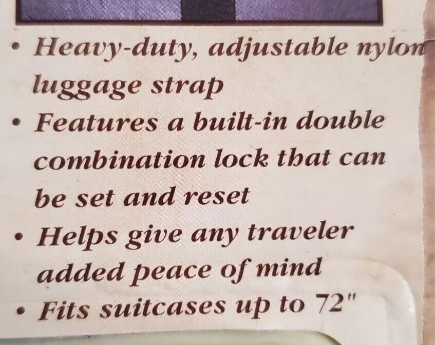 SAMSONITE Suitcase Luggage Strap TSA Combination Lock XL Size 72 Inch Black