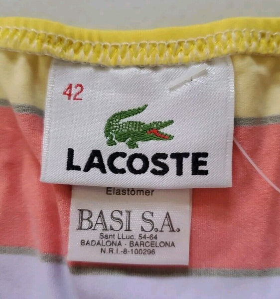 LACOSTE Bikini Swimsuit 2 Piece Halter Neck Size M Striped New With Pouch