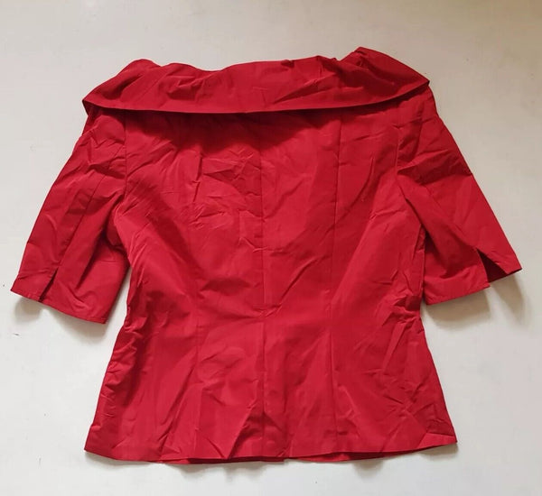 HOBBS Gigi Top Blouse Womens UK 12 Dark Crimson Ruched Collar New With Tags
