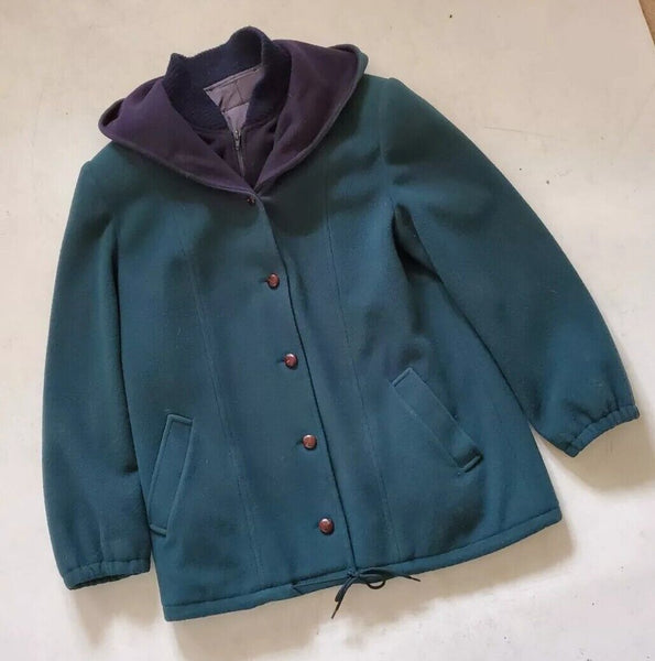 MACKINTOSH Vestcoat Coat Jacket Womens Uk 14 Green Pure Wool Made In USA