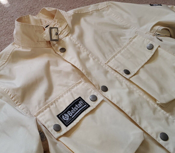 Belstaff Jacket Rallymaster 350 Pro Womens Size M 42 Ivory Nylon Motorcycle